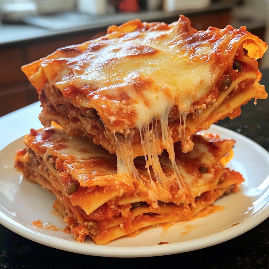 Lasagne mit Tomaten-Linsen-Sauce