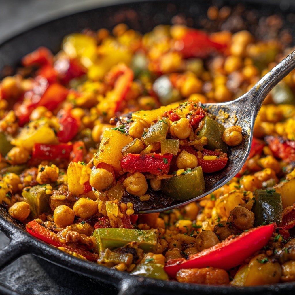 Vegetarische Paella mit Bohnen