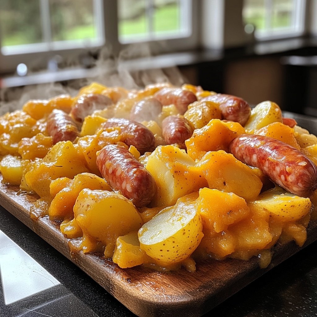 Kartoffelgulasch mit Würstchen
