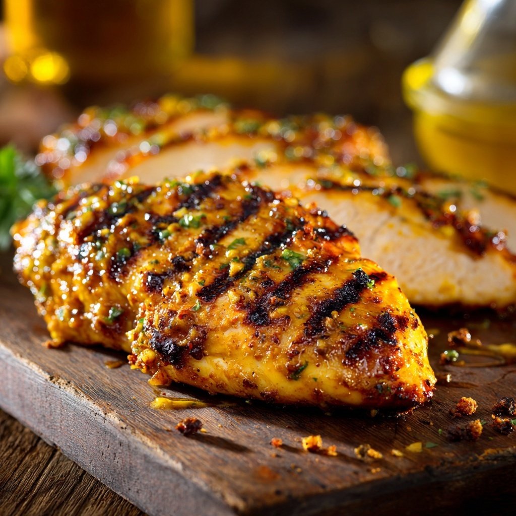 Gegrillte Hähnchenbrust Mit Honig Senf Glasur